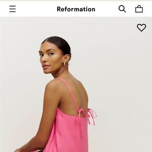 Reformation Aubree Linen Dress Pink